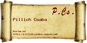 Pillich Csaba névjegykártya